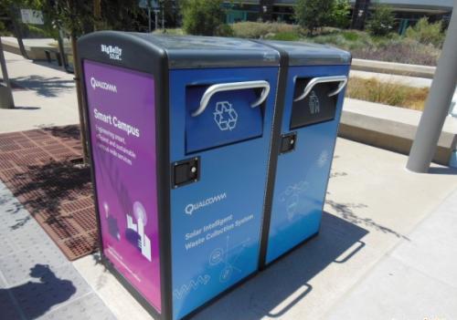 结合太阳能与物指路牌灯箱联网的智能垃圾桶