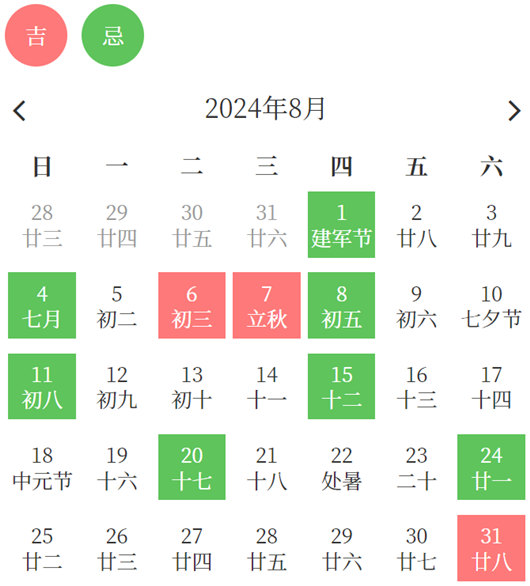 2024年8月安床黄道吉日(图1)